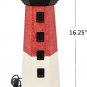 Wood Lighthouse Decor with Light, 16.25"H USB Powered LED Lighthouse Night Light