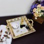 Decorative Mirror Tray Decor for Vanity Bathroom Dresser Metal Jewelry Perfume
