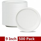 9” 500 Pack Food Plates Eco Friendly for Meal Prep White Heavy Duty Microwave
