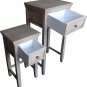 END Table with LOUVERED Accents Drawers Set of 2