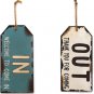 Vintage Metal In Out Business Store Sign Distressed Door Hanger Sign with String