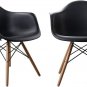 Set of 2 Mid Century Modern Molded Dining Arm Chair Eiffel Style Beech Wood Legs