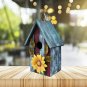 Decorative Wooden Bird House Hand Painted Wood Birdhouse Rustic Hanging Birdhouse Sunflower Wall Art