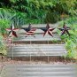 Patriotic Star Garden Stakes Set of 4, 3D Decorative Metal Barn Star Yard Art