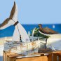 Seagull Decor Nautical Sea Bird Sculpture Statue Solid Wood Coastal Table Decor