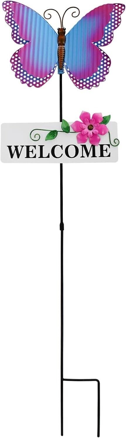 Butterfly Garden Stakes Decorative Metal Welcome Spring Yard Decor Outdoor sign