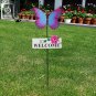 Butterfly Garden Stakes Decorative Metal Welcome Spring Yard Decor Outdoor sign