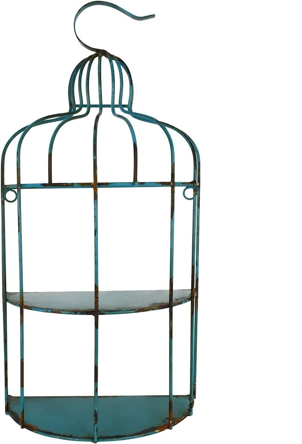 Metal Birdcage Hanging Shelf for Wall,Decorative Wall Display Shelves 2 Tiers