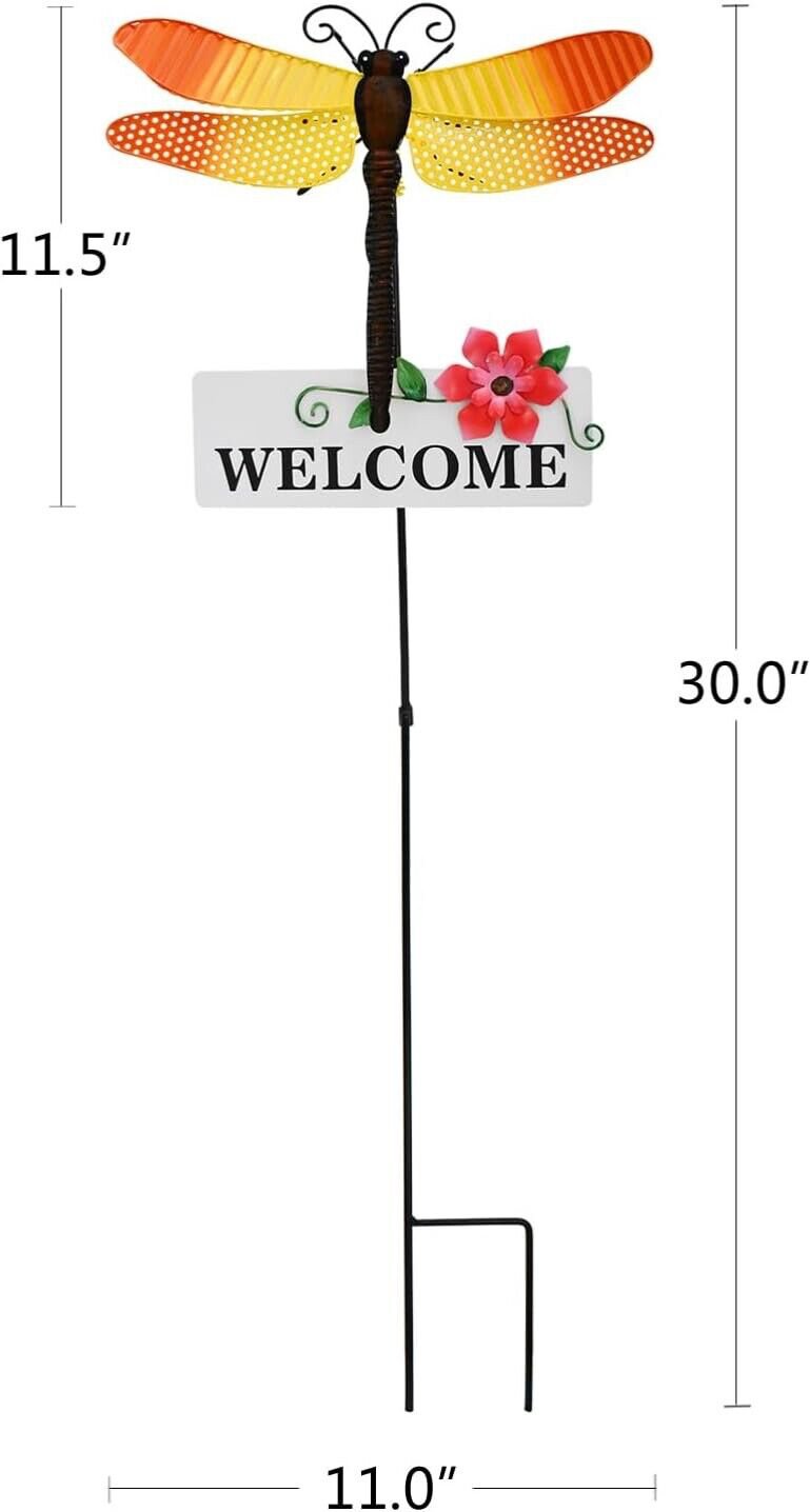 Dragonfly Garden Stakes Decorative Metal Welcome Spring Yard Decor Outdoor SIGN