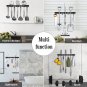 Broom Mop Holder Wall Mounted Metal Organizer With 3 Racks and 4 Hooks hanger