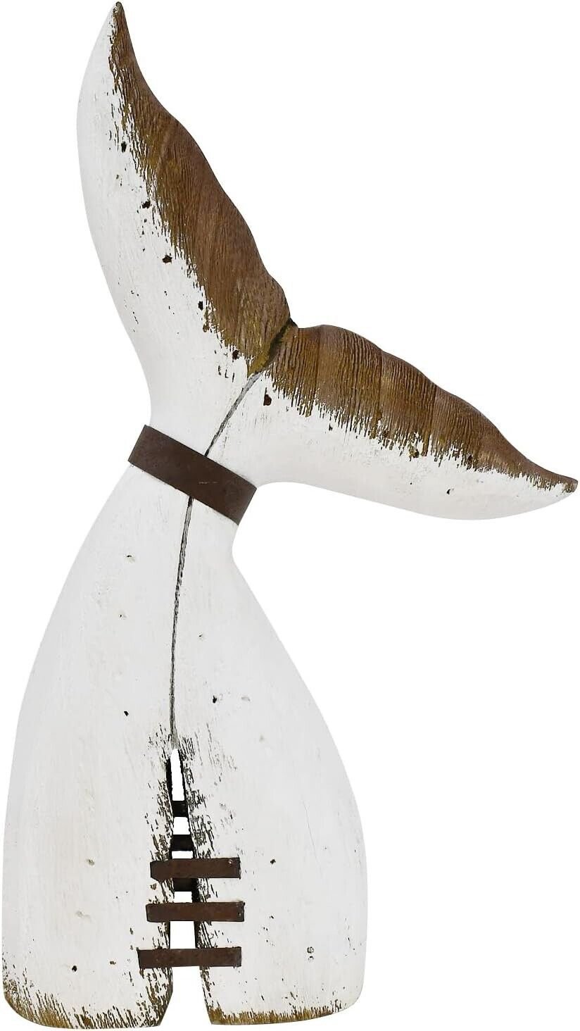 Wooden Whale Tail Decor Nautical Tabletop Solid Wood Whales Tail Statue Sculptur