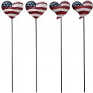 Patriotic Garden Stakes Set of 6, 3D Decorative Metal US Flag Heart Yard Artsign Patriotic Garden Stakes Set of 6, 3D Decorative Metal US Flag Heart Yard Artsign