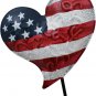 Patriotic Garden Stakes Set of 6, 3D Decorative Metal US Flag Heart Yard Artsign