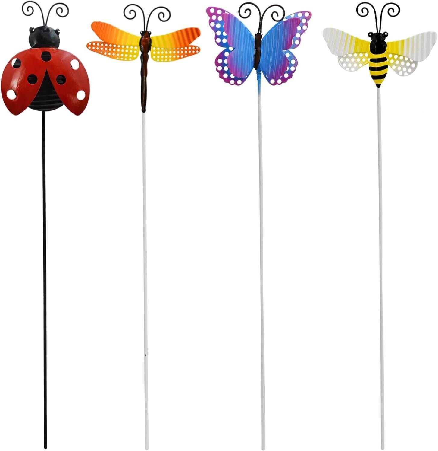 Insect Garden Stakes Decorative Metal Spring Yard Decor Outdoor Set of 4 ARTWARE