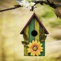 Wooden Hanging Garden Birdhouse Porch Yard Decor 9.37"X6.38"X4.25" (RED & BLUE)