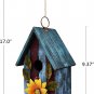 Wooden Hanging Garden Birdhouse Porch Yard Decor 9.37"X6.38"X4.25" (RED & BLUE)