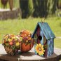 Wooden Hanging Garden Birdhouse Porch Yard Decor 9.37"X6.38"X4.25" (RED & BLUE)