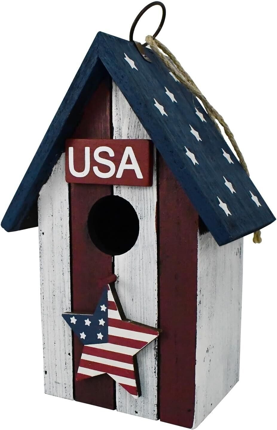Patriotic Bird Houses for Outside Wooden Hanging Birdhouse Decorative American