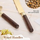 Gold Cake Cutting Set for Wedding Wood Cake Knife and Server Set Vintage 2-Pie Gold Cake Cutting Set for Wedding Wood Cake Knife and Server Set Vintage 2-Pie