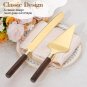 Gold Cake Cutting Set for Wedding Wood Cake Knife and Server Set  Vintage 2-Pie