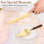 Gold Cake Cutting Set for Wedding Wood Cake Knife and Server Set  Vintage 2-Pie