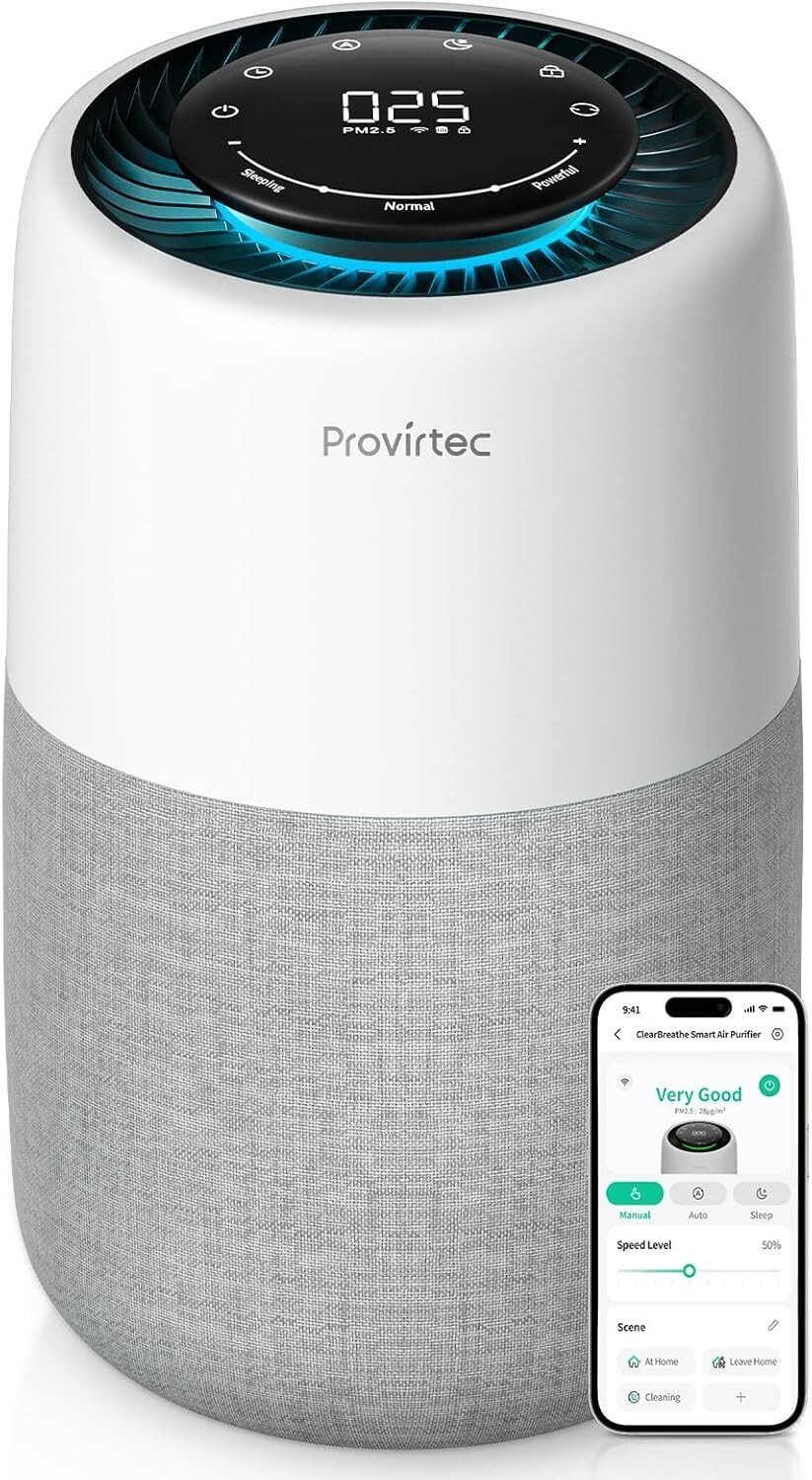 Air Purifier for Bedroom Home, 5-Stage HEPA Filtration System PM2.5 Monitor