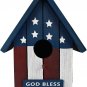 Wood Bird House US Flag JULY 4TH Garden Decorative Wooden HANGING SMALL HouSE