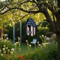 Wood Bird House US Flag JULY 4TH Garden Decorative Wooden HANGING SMALL HouSE