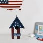 Wood Bird House US Flag JULY 4TH Garden Decorative Wooden HANGING SMALL HouSE