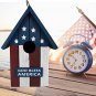 Wood Bird House US Flag JULY 4TH Garden Decorative Wooden HANGING SMALL HouSE