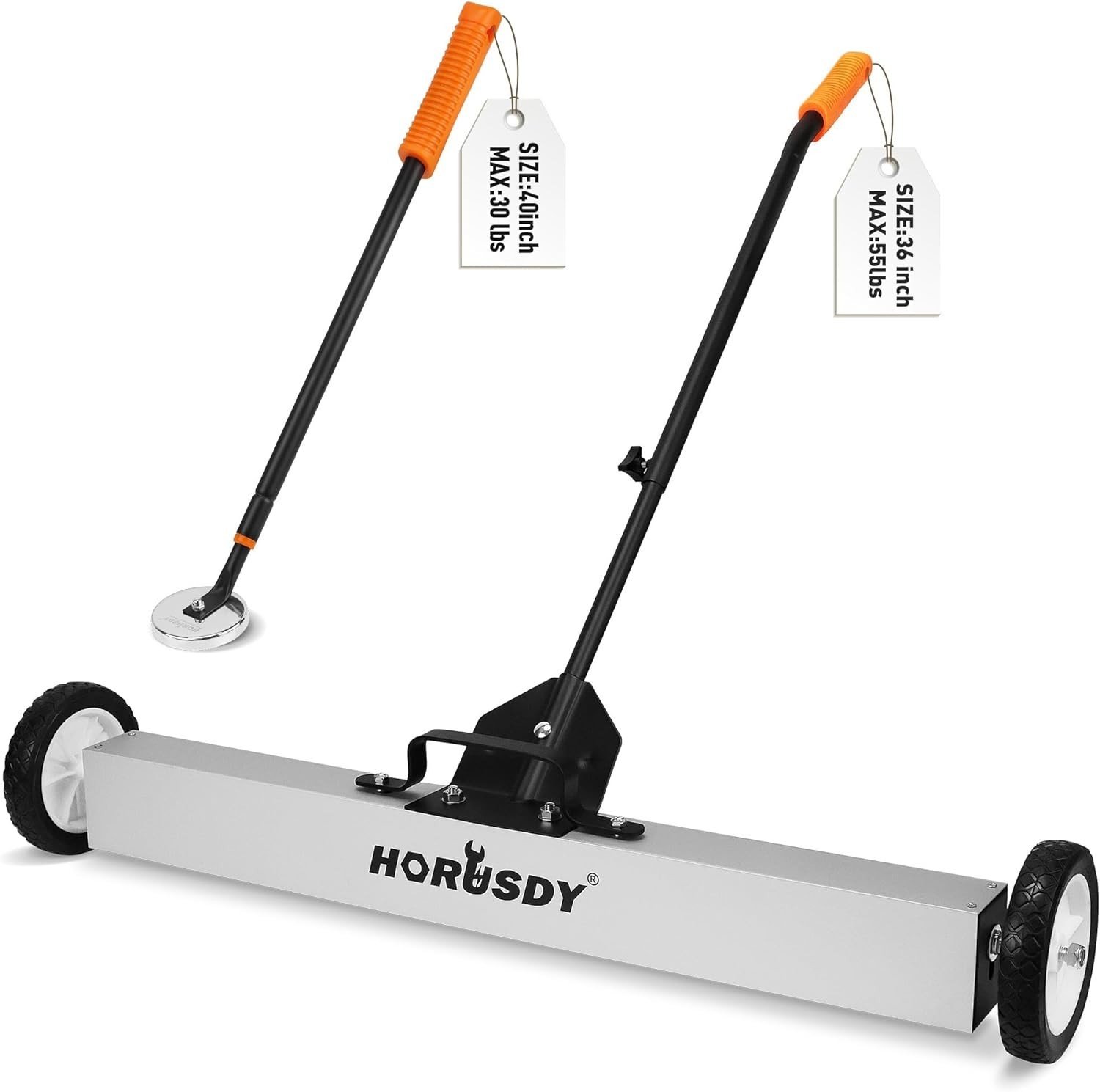 36-Inch Rolling Magnetic Sweeper with Wheels 40-Inch Telescoping Magnetic Pick