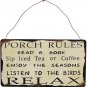 vintage Porch Rules Rustic Metal Wall Sign for Front Door Porch Hanging Sign