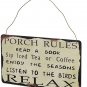 vintage Porch Rules Rustic Metal Wall Sign for Front Door Porch Hanging Sign