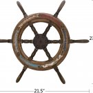 Wood Ship Wheel Nautical Wall Decor Rustic Vintage Boat Steering Wheel Hanging O