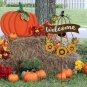 26.6" H Solar Lighted Pumpkin Garden Stake with Sunflowers Outdoor Fall Decor