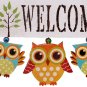 Hanging Wooden Welcome Sign Front Door Decor, Rustic Welcome Door Sign Owl Farmh