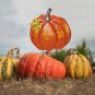 Metal Pumpkin Garden Stake Outdoor Fall Autumn Harvest Thanksgiving Halloween De