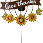 Solar Lighted Pumpkin Garden Stake with Sunflowers Outdoor Fall Decor, 23.7" H