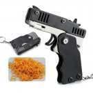 Hot Mini Metal Gun Toy Rubber Band Gun Shooting Fun Foldable Pistol Key Charm Pendant Toys