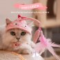 Cat Toys Cat Interactive Toys Kitten Fishing Headdres Hat Feathers Bait Fishing Head Covers
