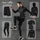 5 Pcs/Set Men's Tracksuit Gym Fitness Compression Sports Suit Clothes Running