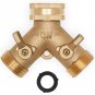 Garden Hose Connector Tap Outlet Splitter Brass 2 Way Adapter With Washers