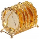 6pc Classical Golden Cocktail Metal Coaster Continental Vintage Zinc Alloy