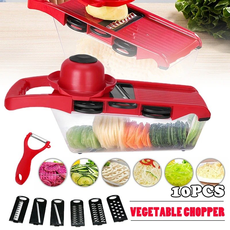 Newest 10pcs Vegetable Slicer Set Multi-purpose Veg Peeler Potato Onion Carrot Chopper Kitchen