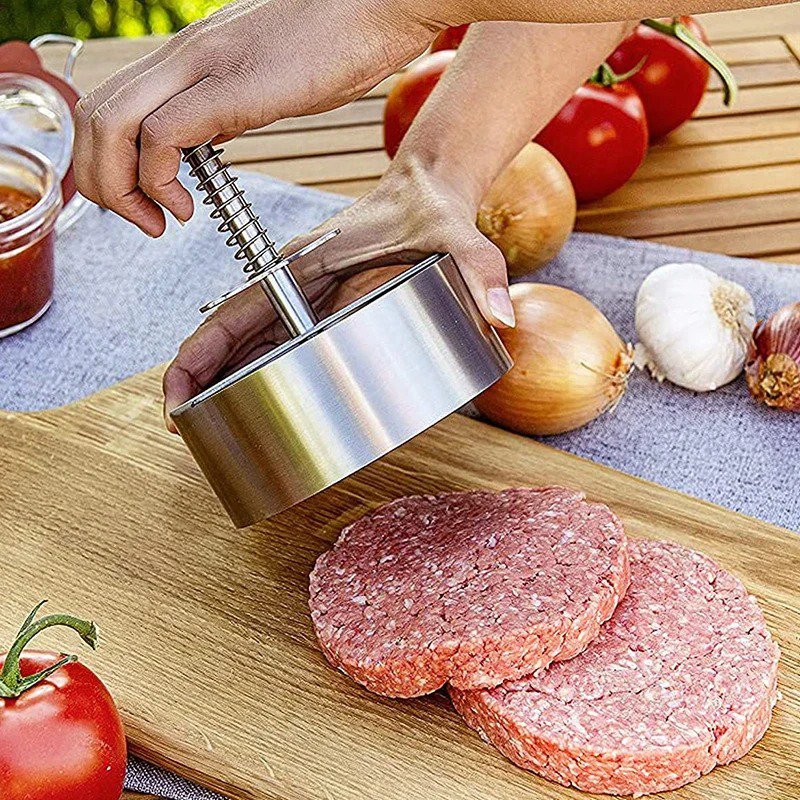 Hamburger Patty Maker Press 304 Stainless Steel Non-Stick Round Manual Rice Ball Mold Thickness