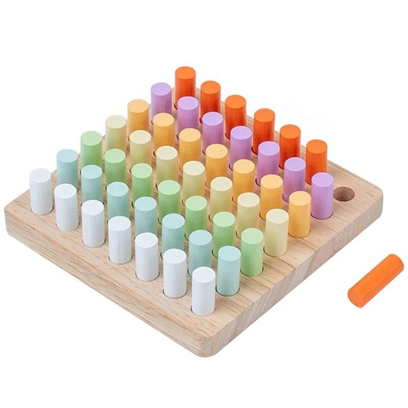 Montessori Matchstick Drop Toys Play Board Wood Sorting Stacking Matchstick Color Drop