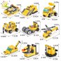 HUIQIBAO TOYS 693pcs 8in1 Engineering Truck Building Blocks Crane Bulldozer Car City Construction