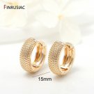 Simple Round Circle Gold Plated Hoop Earrings 15mm diameter