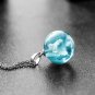 Chic Transparent Resin Round Ball Moon Pendant Necklace Women Blue Sky White Cloud