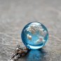 Chic Transparent Resin Round Ball Moon Pendant Necklace Women Blue Sky White Cloud